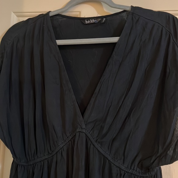 Nicole Miller Navy Knit Dress Low V Neck Elastic Waistline T shirt Dress Size M - Picture 7 of 7